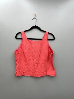 Valerie Stevens Coral Textured Sleeveless Shell Top Side Zip Career Chic XL